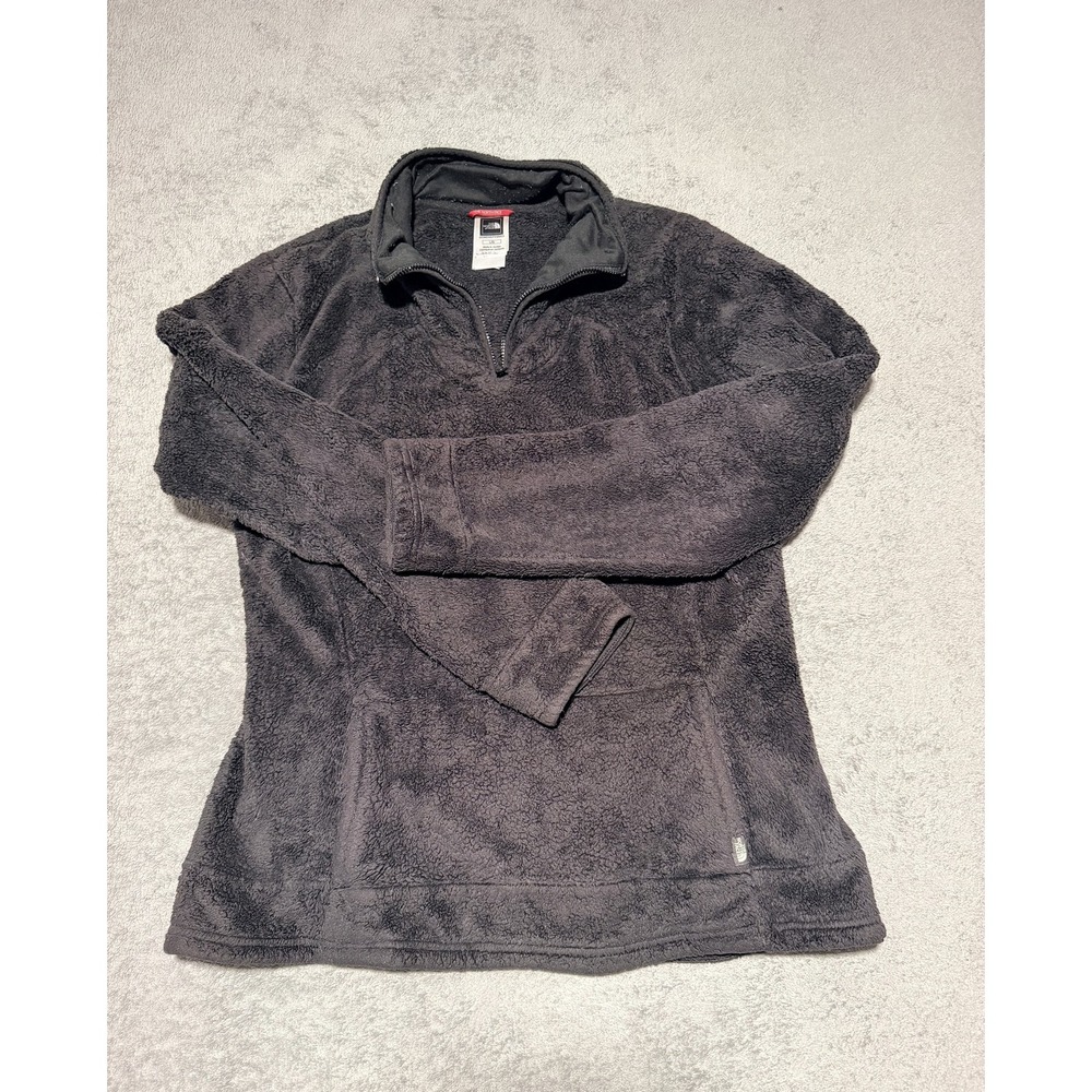 The North Face Jacket Womens Large Black Sherpa Fleece 1/4 Zip Pullover Pockets